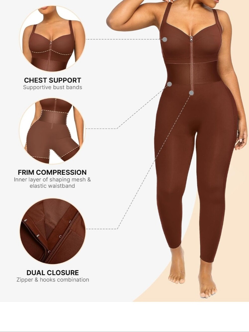 SHAPELLX Women’s Shapewear Jumpsuit – Tummy Control One-Piece Athletic Bodysuit